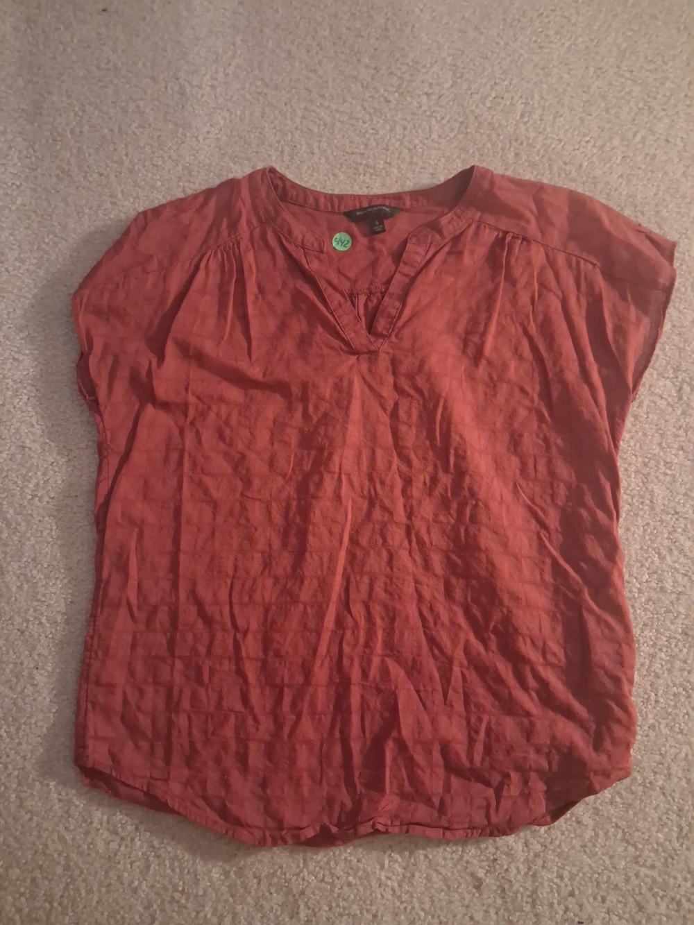 Banana Republic Brick Red Short-Sleeve V-Neck Blouse